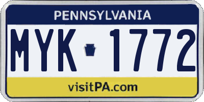 PA license plate MYK1772