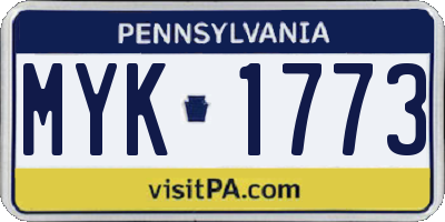 PA license plate MYK1773