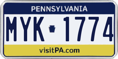 PA license plate MYK1774