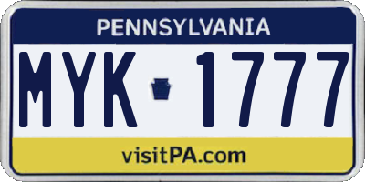 PA license plate MYK1777