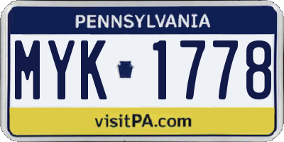PA license plate MYK1778