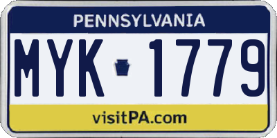 PA license plate MYK1779