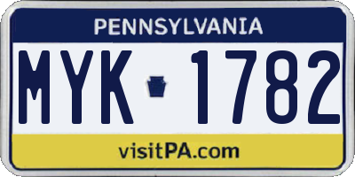 PA license plate MYK1782