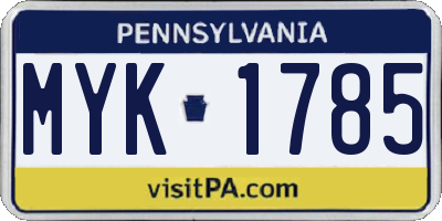 PA license plate MYK1785