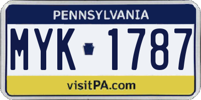 PA license plate MYK1787