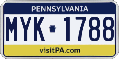 PA license plate MYK1788