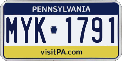 PA license plate MYK1791