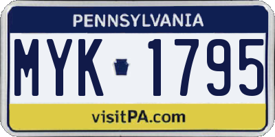 PA license plate MYK1795