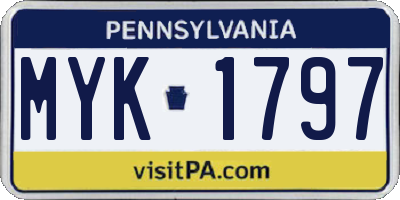 PA license plate MYK1797