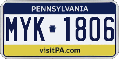 PA license plate MYK1806