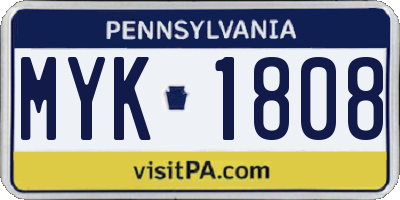 PA license plate MYK1808