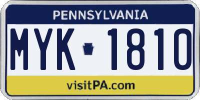 PA license plate MYK1810