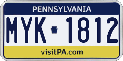 PA license plate MYK1812