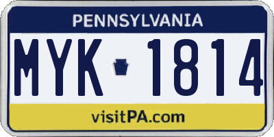 PA license plate MYK1814