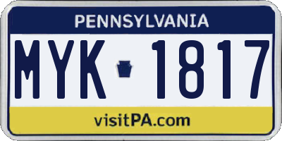 PA license plate MYK1817