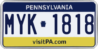 PA license plate MYK1818