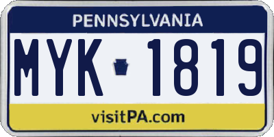 PA license plate MYK1819