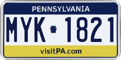 PA license plate MYK1821