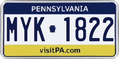 PA license plate MYK1822