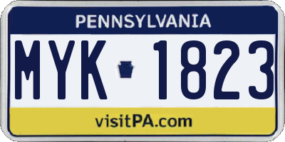 PA license plate MYK1823