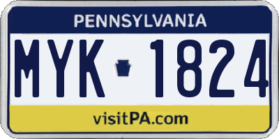 PA license plate MYK1824