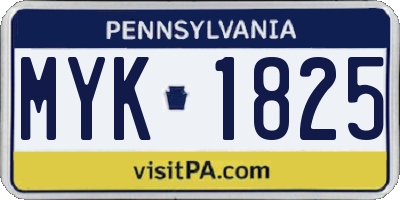 PA license plate MYK1825