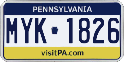 PA license plate MYK1826