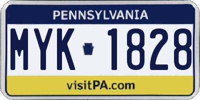 PA license plate MYK1828