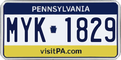 PA license plate MYK1829