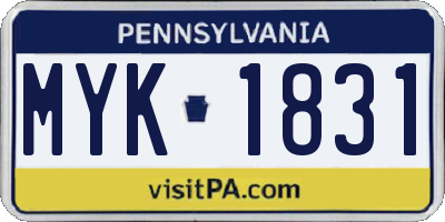 PA license plate MYK1831