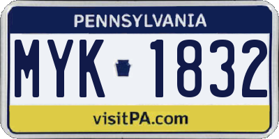 PA license plate MYK1832
