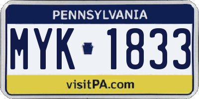 PA license plate MYK1833