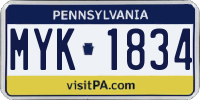 PA license plate MYK1834