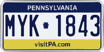 PA license plate MYK1843