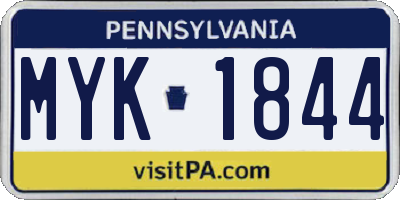 PA license plate MYK1844