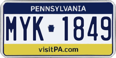 PA license plate MYK1849