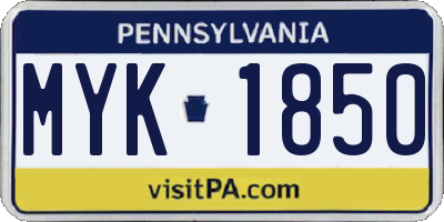 PA license plate MYK1850