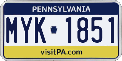PA license plate MYK1851