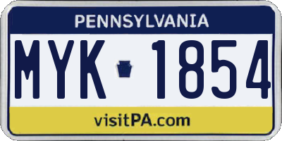 PA license plate MYK1854