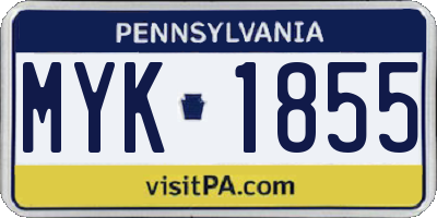 PA license plate MYK1855