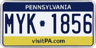 PA license plate MYK1856