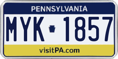 PA license plate MYK1857