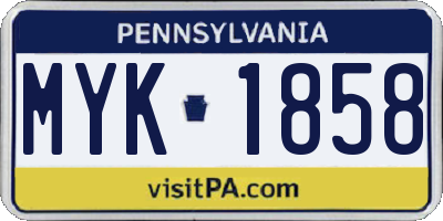 PA license plate MYK1858