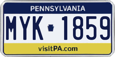 PA license plate MYK1859