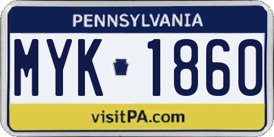 PA license plate MYK1860