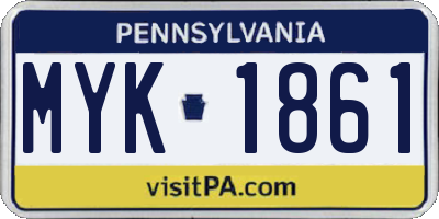 PA license plate MYK1861