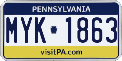 PA license plate MYK1863