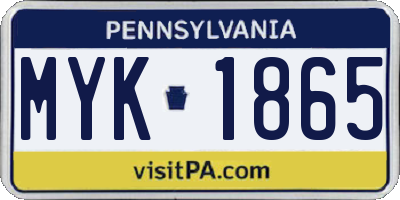 PA license plate MYK1865