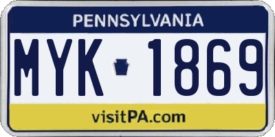 PA license plate MYK1869