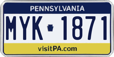PA license plate MYK1871
